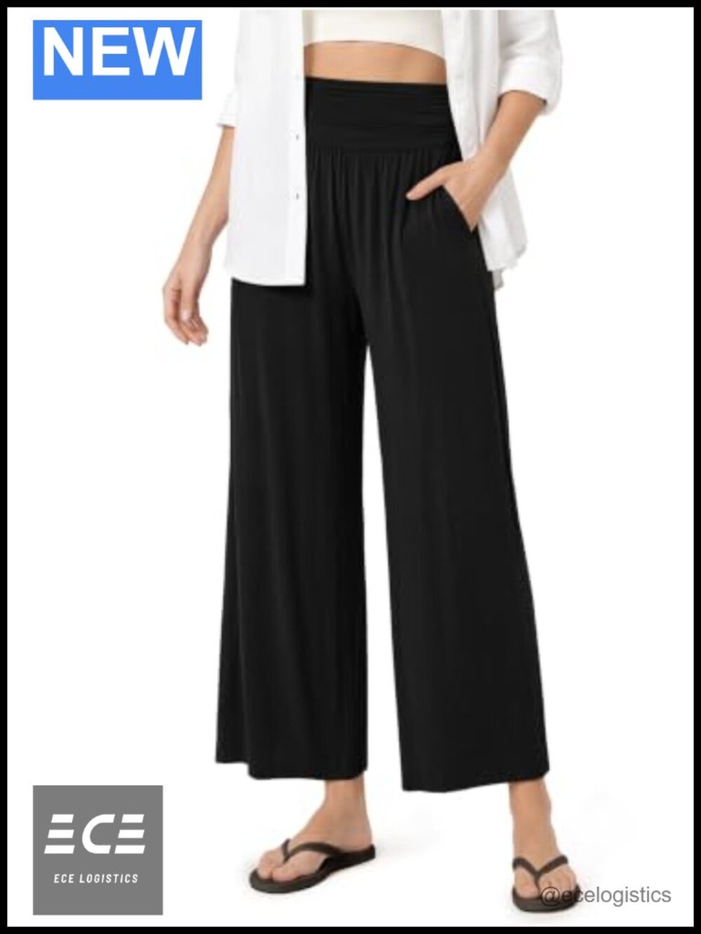 Wide Leg Palazzo Lounge Cropped Pants with Pockets Lightweight Comfy Capri